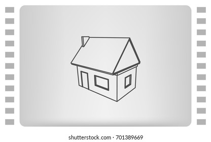 Flat paper cut style icon of house model vector illustration