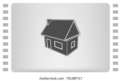 Flat paper cut style icon of house model vector illustration