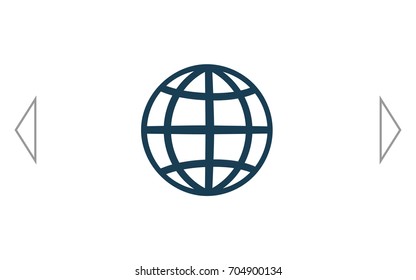 Flat paper cut style icon of globe. Vector illustration