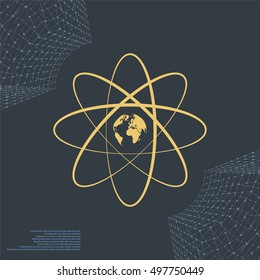 Flat paper cut style stock vector icon of science symbol
