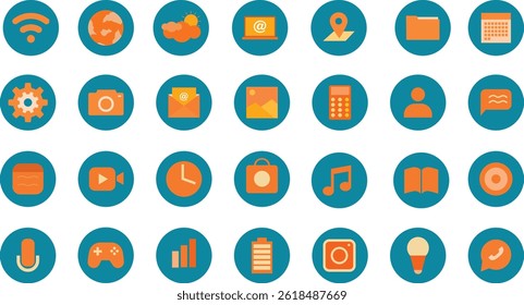 Flat Paper Cut UI Icons Set for Mobile App and Web Design