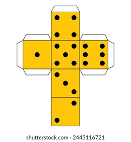 Flat paper dice template scheme: games concept svg