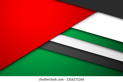 flat paper illustration card Spirit of the union, 47 National day, United Arab Emirates, 2 December. UAE 47 Independence Day background in national flag color theme Celebration banner with ribbon flag