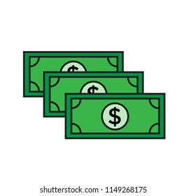 Flat Paper Money Line Art Icon 