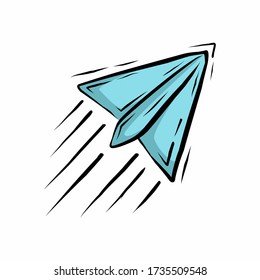 Flat paper plane Icon. handdrawn vector illustration.