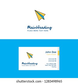 Flat Paper plane  Logo and Visiting Card Template. Busienss Concept Logo Design