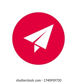 Flat Paper Plane Web Icon design, Aircraft vector design, square colorful button, Flat style design illustration