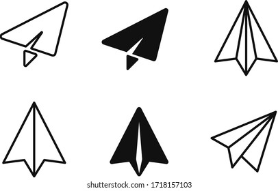 Iconos de planos de papel planos establecidos. Imágenes vectoriales para iniciar o enviar el tema de concepto de correo electrónico. 