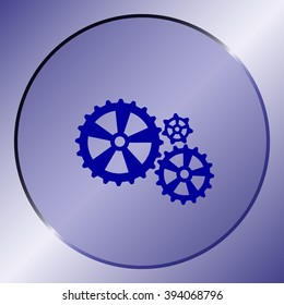 Flat paper styled icon of cogwheels. Vector illustration