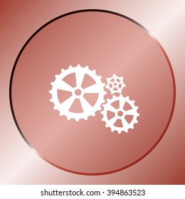 Flat paper styled icon of cogwheels. Vector illustration
