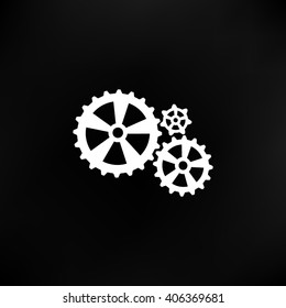 Flat paper styled icon of cogwheels. Vector illustration