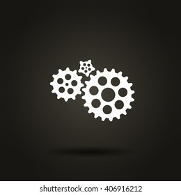 Flat paper styled icon of cogwheels. Vector illustration