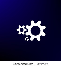 Flat paper styled icon of cogwheels. Vector illustration
