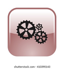 Flat paper styled icon of cogwheels. Vector illustration