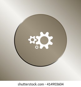Flat paper styled icon of cogwheels. Vector illustration