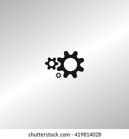 Flat paper styled icon of cogwheels. Vector illustration