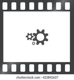 Flat paper styled icon of cogwheels. Vector illustration
