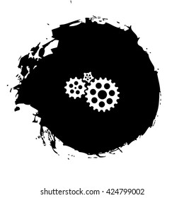 Flat paper styled icon of cogwheels. Vector illustration