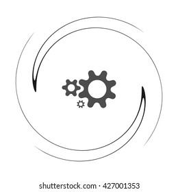 Flat paper styled icon of cogwheels. Vector illustration