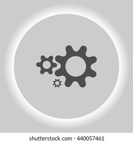 Flat paper styled icon of cogwheels. Vector illustration