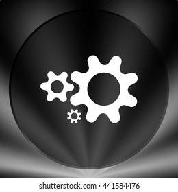Flat paper styled icon of cogwheels. Vector illustration