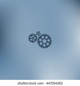 Flat paper styled icon of cogwheels. Vector illustration