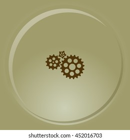 Flat paper styled icon of cogwheels. Vector illustration