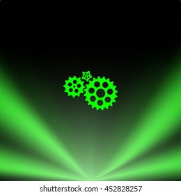 Flat paper styled icon of cogwheels. Vector illustration
