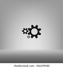 Flat paper styled icon of cogwheels. Vector illustration
