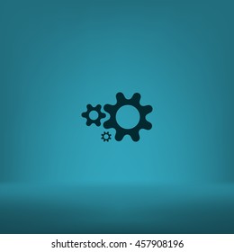 Flat paper styled icon of cogwheels. Vector illustration
