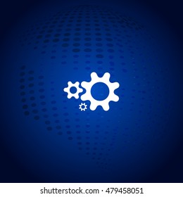 Flat paper styled icon of cogwheels. Vector illustration