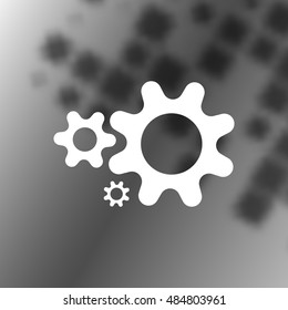 Flat paper styled icon of cogwheels. Vector illustration