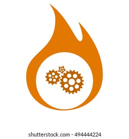 Flat paper styled icon of cogwheels. Vector illustration