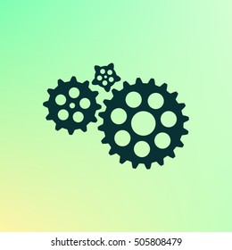 Flat paper styled icon of cogwheels. Vector illustration