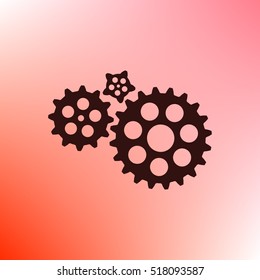 Flat paper styled icon of cogwheels. Vector illustration