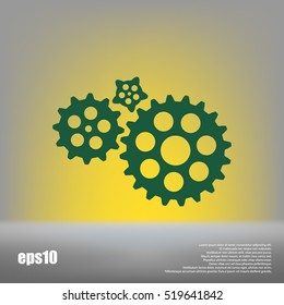 Flat paper styled icon of cogwheels. Vector illustration