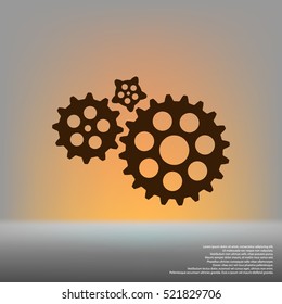 Flat paper styled icon of cogwheels. Vector illustration