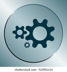 Flat paper styled icon of cogwheels. Vector illustration