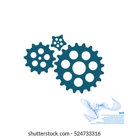 Flat paper styled icon of cogwheels. Vector illustration