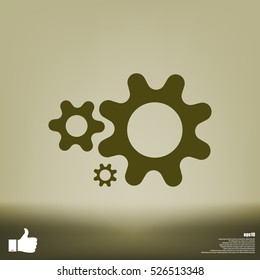 Flat paper styled icon of cogwheels. Vector illustration