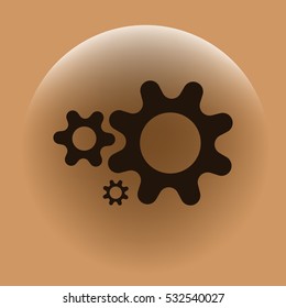 Flat paper styled icon of cogwheels. Vector illustration