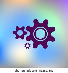 Flat paper styled icon of cogwheels. Vector illustration