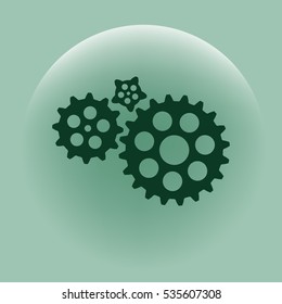 Flat paper styled icon of cogwheels. Vector illustration
