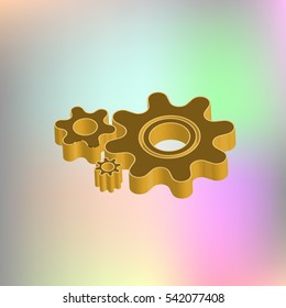 Flat paper styled icon of cogwheels. Vector illustration