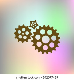 Flat paper styled icon of cogwheels. Vector illustration