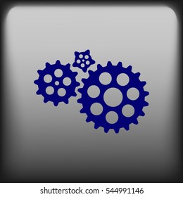 Flat paper styled icon of cogwheels. Vector illustration