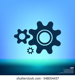 Flat paper styled icon of cogwheels. Vector illustration