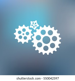 Flat paper styled icon of cogwheels. Vector illustration