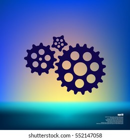 Flat paper styled icon of cogwheels. Vector illustration