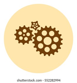 Flat paper styled icon of cogwheels. Vector illustration